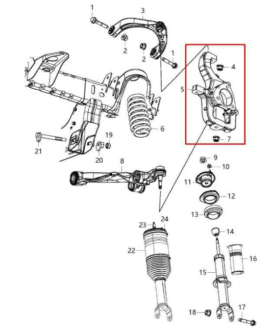 2011-20 Ram 1500 Laramie 5.7L AWD Front Suspension Left Side Spindle Knuckle Hub - Alshned Auto Parts