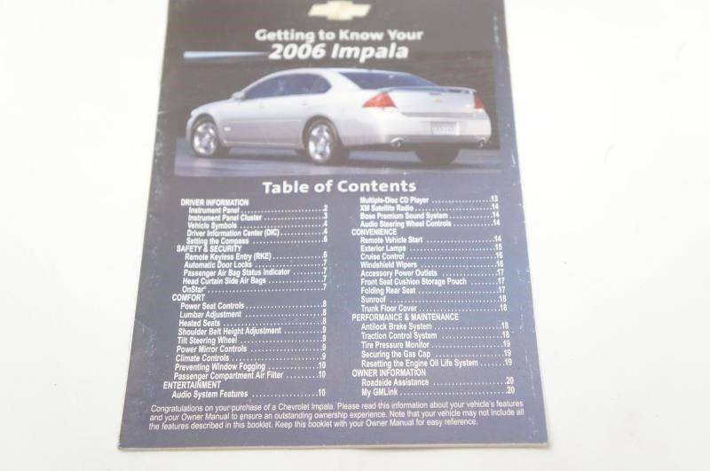 2006 Chevrolet Impala Owner's Manual Book Set with Case - Alshned Auto Parts