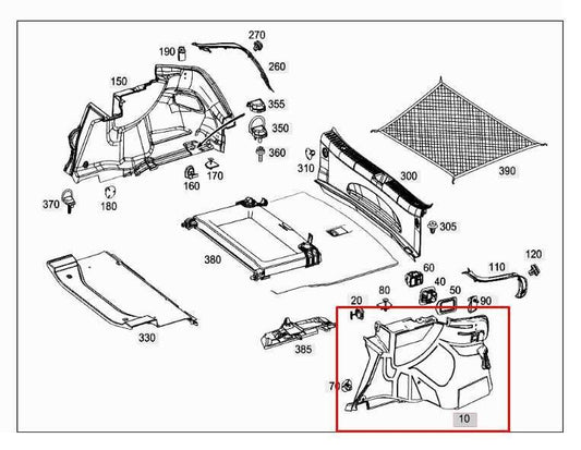 15-21 Mercedes-Benz C300 4Matic Rear Left Side Quarter Panel Interior Trim Cover - Alshned Auto Parts