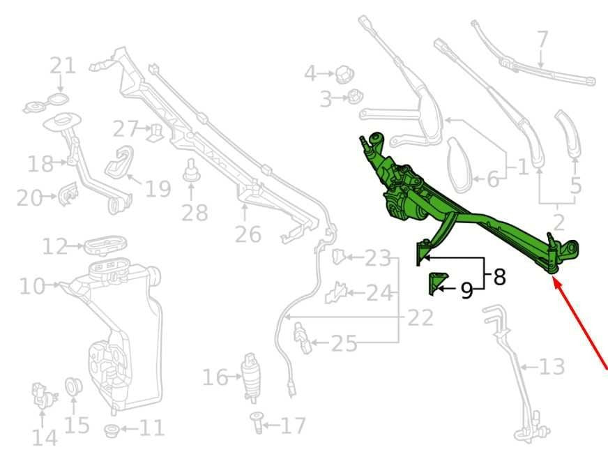 2015-18 Mercedes-Benz C300 Front Windshield Wiper Transmission Linkage w/ Motor - Alshned Auto Parts