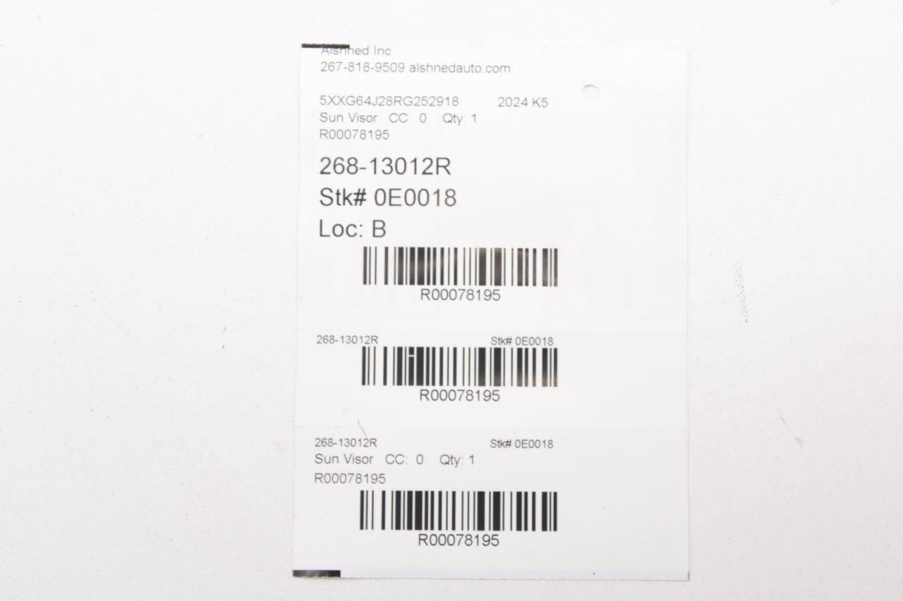 2021-24 Kia K5 GTLine Front RH and LH Side Sun Visor Set w/ Illuminated Mirror - Alshned Auto Parts