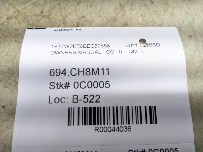 2011 Ford F250 Super Duty Owners Guide Set BC3J-19A321-EA OEM - Alshned Auto Parts