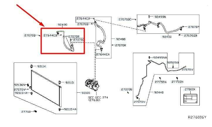 2014-2020 Nissan Rogue 2.5L A/C Discharge Pressure Hose Pipe 92490-4BA5A OEM - Alshned Auto Parts