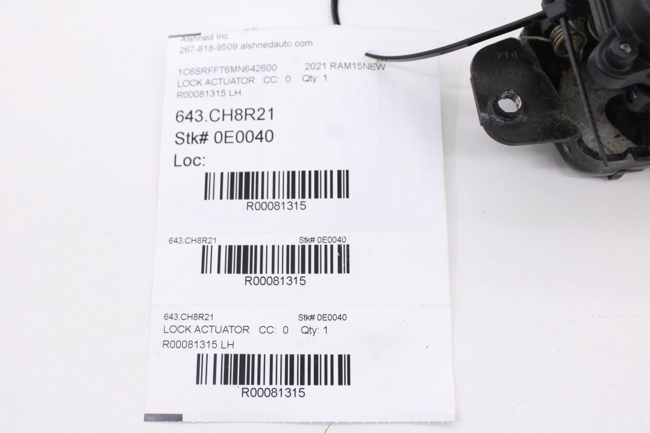 2019-23 RAM 1500 Big Horn Rear Left Side Liftgate Tailgate Lock Latch Actuator - Alshned Auto Parts