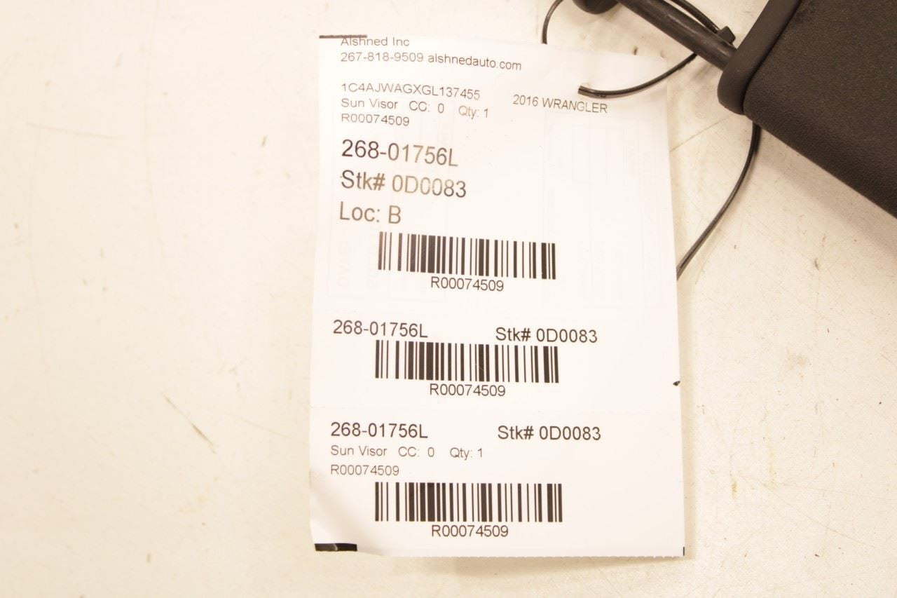 2012-18 Jeep Wrangler Sport 2dr 3.6L Front Driver Left Side Sun Visor w/ Mirror - Alshned Auto Parts