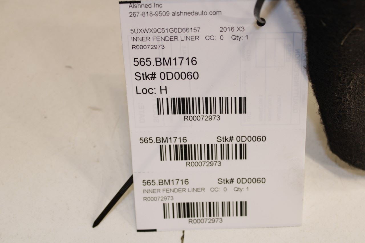 20112017 BMW X3 xDrive28i Rear Right Wheelhouse Liner Splash Shield 51717213650 - Alshned Auto Parts