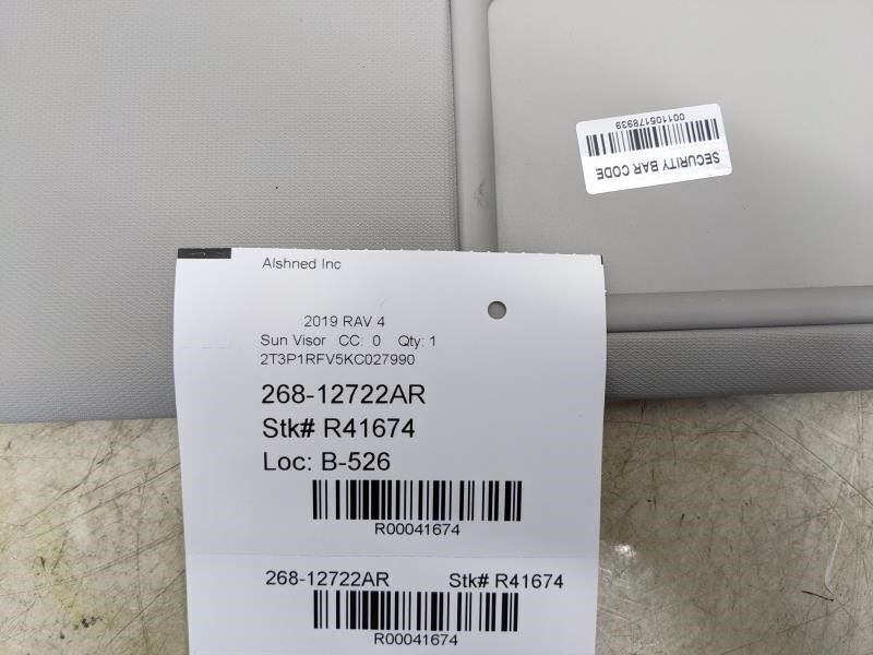 2019-23 Toyota RAV4 Right Sun Visor Gray w Light & Extension 74310-0R110-B0 - Alshned Auto Parts