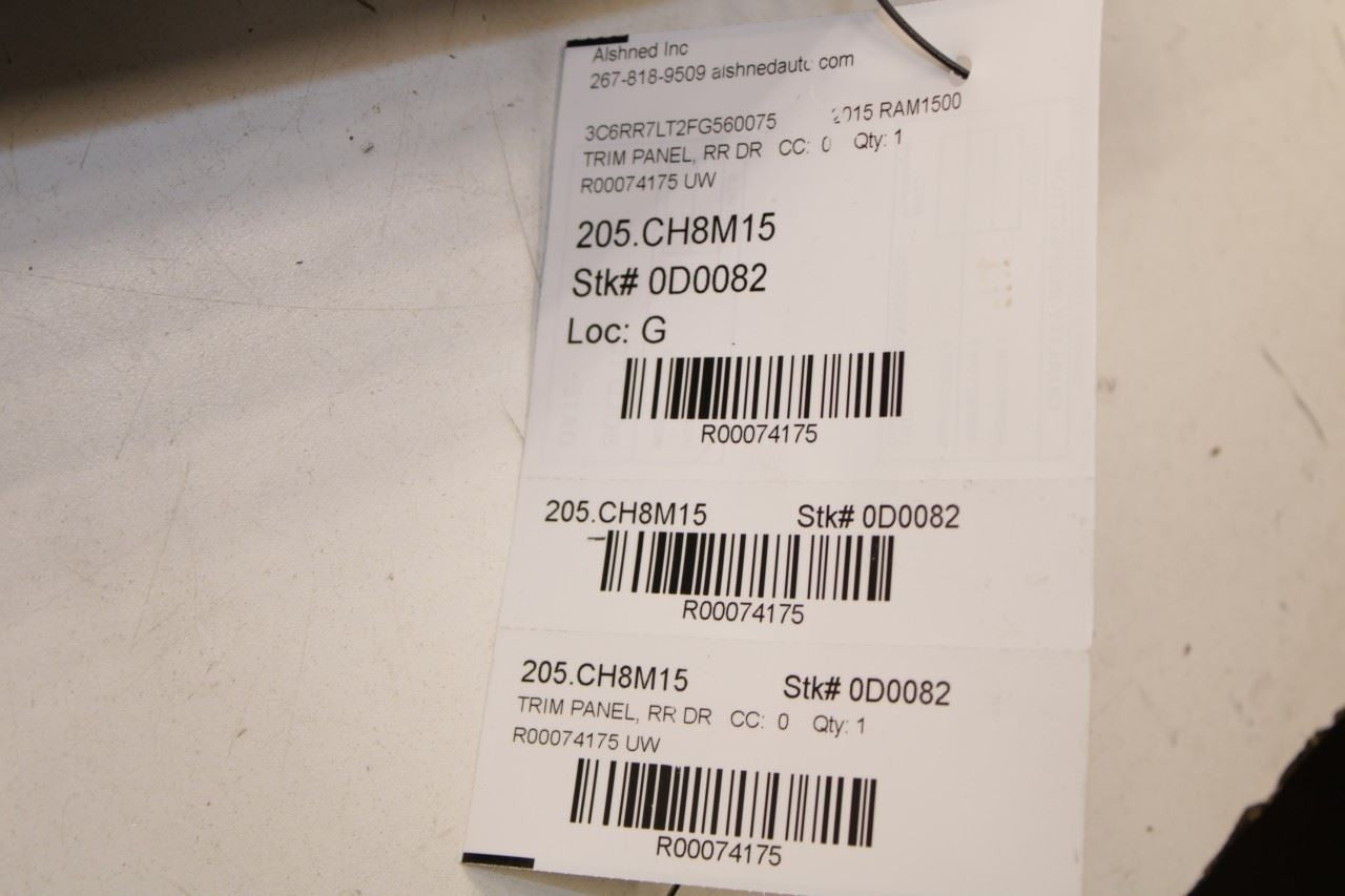 2013-2018 Ram 1500 Crew Cab Big Horn Rear Left Driver Door Trim Panel 1YA471A8AF - Alshned Auto Parts