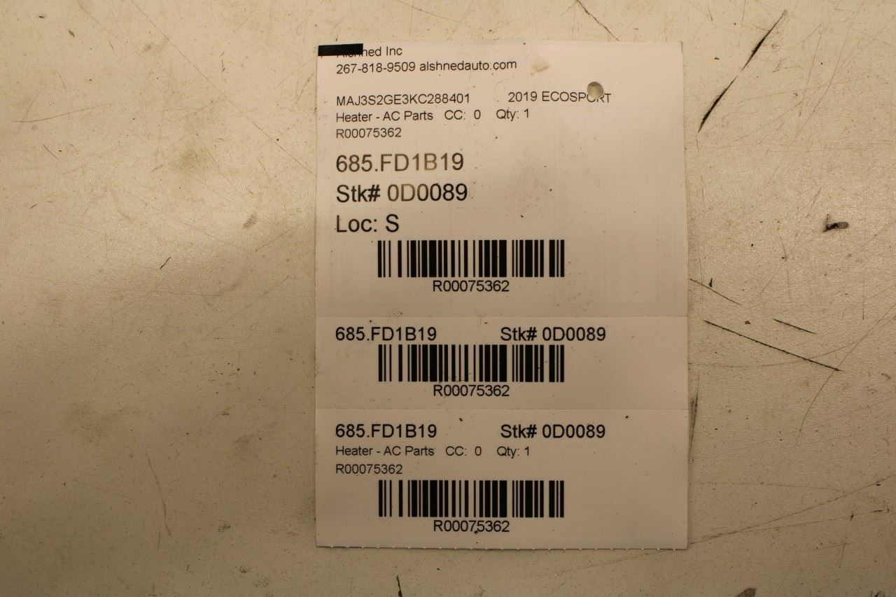 2018-2022 Ford Ecosport SE HVAC Blower Motor Resistor CN1119E624AA OEM - Alshned Auto Parts