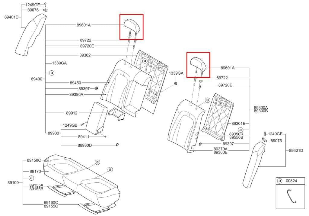2011-2013 Kia Optima LX 2.4L Rear Right and Left Side 2nd Row Seat Headrest Set1