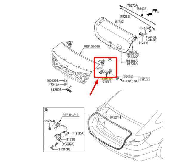 15-17 Hyundai Sonata RR RH & LH Trunk Lid Hinge Covers Pair 81911-C2000 OEM - Alshned Auto Parts