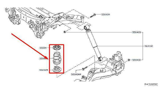 2014-20 Nissan Rogue 2.5L AWD Rear Left & Right Coil Spring 55020-4BF0C OEM - Alshned Auto Parts