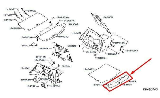 2014-2020 Nissan Rogue Rear Trunk Luggage Trim Scuff Plate 84992-4BA0A OEM - Alshned Auto Parts