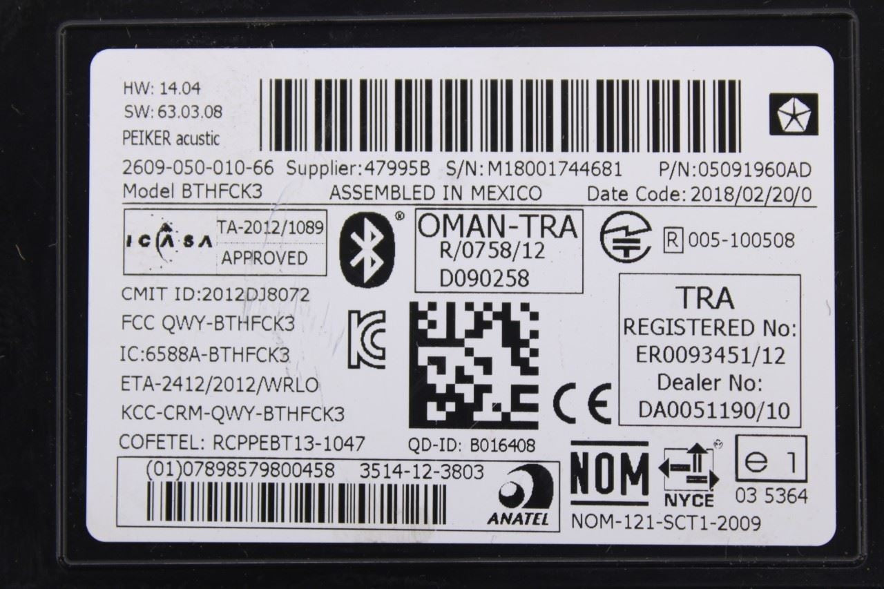11-18 Dodge Grand Caravan GT Telematics Communication Control Module 05091960AD - Alshned Auto Parts