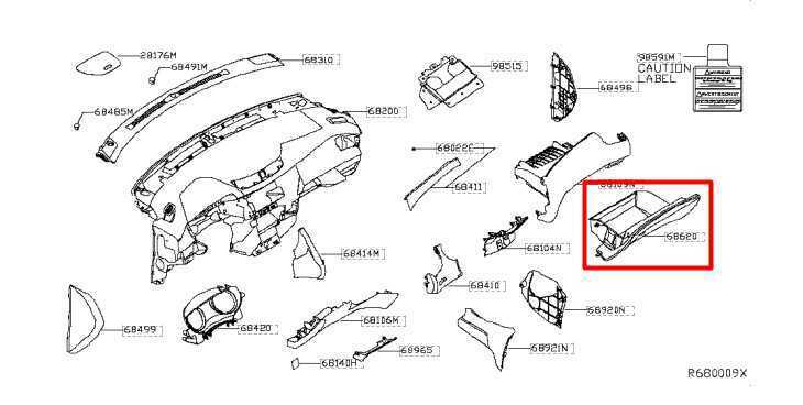 2014-2020 Nissan Rogue Glove Box Storage Compartment 68510-4BA0A OEM - Alshned Auto Parts