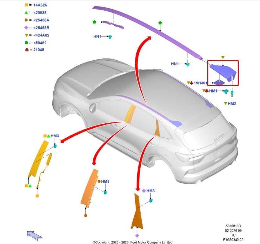 2020-2026 Ford Escape ST Rear Right and Left Driver Side Liftgate Hinge Cover - Alshned Auto Parts
