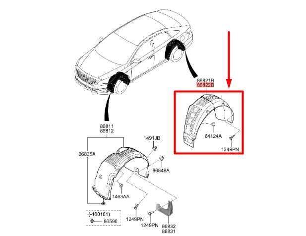 2015-2017 Hyundai Sonata RR Left Fender Liner Inner Splash Guard 86823-C2000 OEM - Alshned Auto Parts