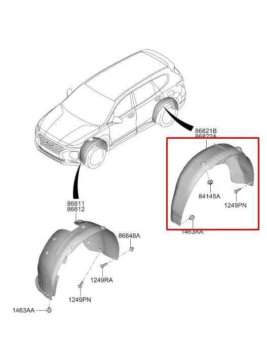 19-20 Hyundai Santa Fe SEL Rear Left Driver Side Wheelhouse Liner Splash Shield - Alshned Auto Parts