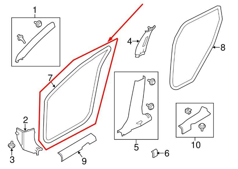 2014-2020 Nissan Rogue SV Front Left Door Weatherstrip On Body 76922-7FL0A OEM - Alshned Auto Parts
