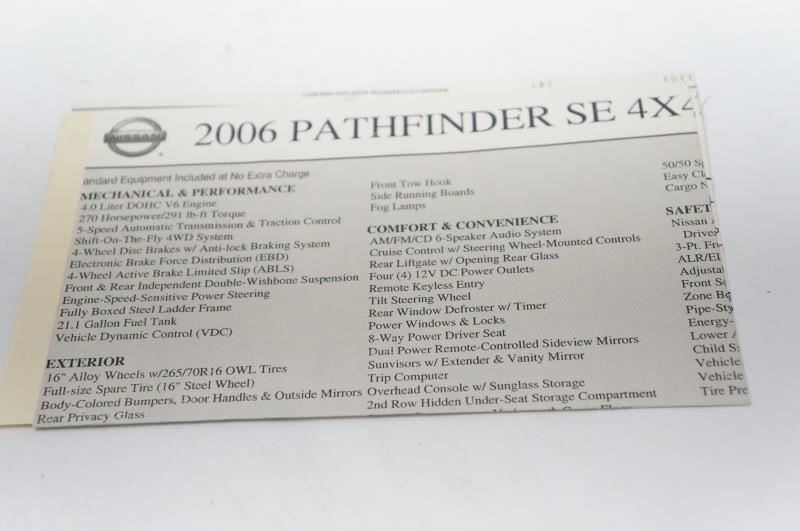 2006 Nissan Pathfinder Owner's Manual Book Set with Case - Alshned Auto Parts