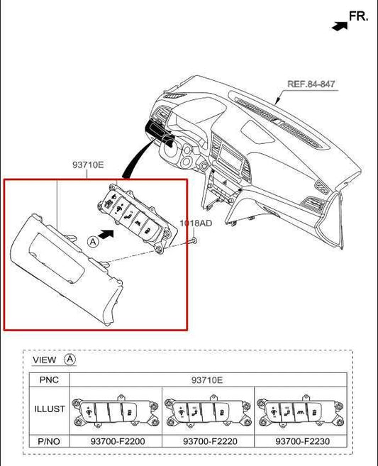 16-20 Hyundai Elantra Value Edition Dash Left Dimmer and Traction Control Switch - Alshned Auto Parts