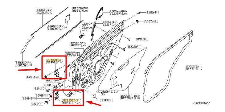 2014-20 Nissan Rogue Rear Right Side Door Hinge Upper and Lower 82400-3NA1A OEM - Alshned Auto Parts