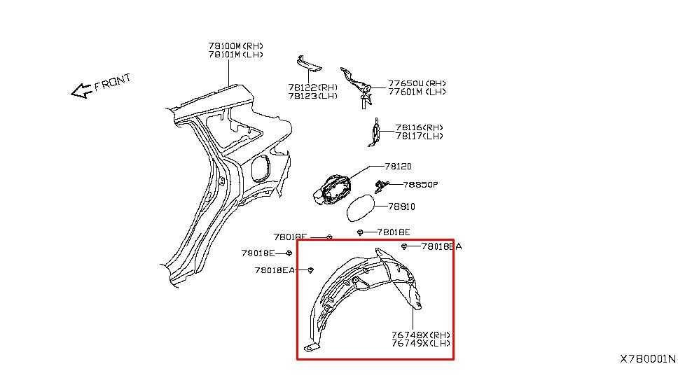 2019-2025 Infiniti QX50 ESSENTIAL Rear Right Side Wheelhouse Liner Splash Shield1