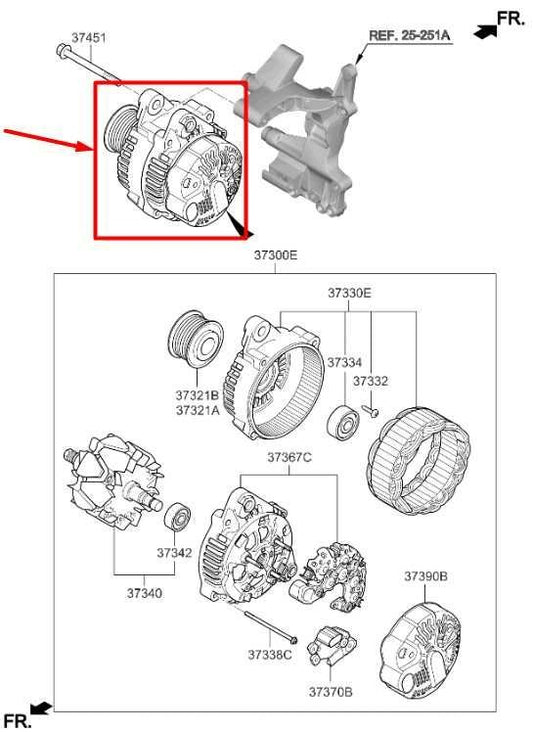 2011-2013 Kia Optima 2.4L Engine Alternator Generator 13.5V 110A 37300-2G500 OEM - Alshned Auto Parts