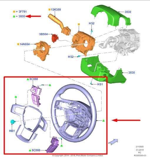 2017-2020 Ford F150 Steering Wheel Leather w/ Control Buttons HL3B-3600-DE OEM - Alshned Auto Parts