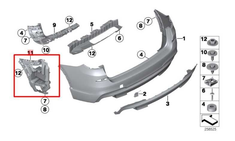 201117 BMW X3 xDrive28i Rear Left Side Outer Bumper Cover Support Mount Bracket - Alshned Auto Parts