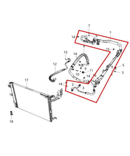 18-25 Jeep Wrangler AC Conditioning Suction and Liquid Line Hose 68282106AD OEM - Alshned Auto Parts