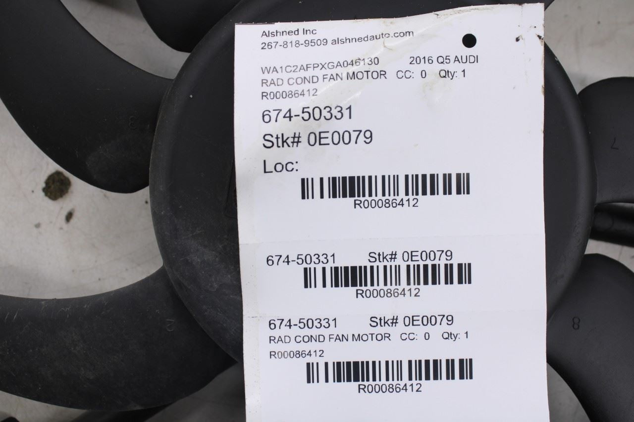 2009-17 Audi Q5 Premium 2.0L Dual Radiator Cooling Fan Motor Assy 8K0-121-003-P - Alshned Auto Parts