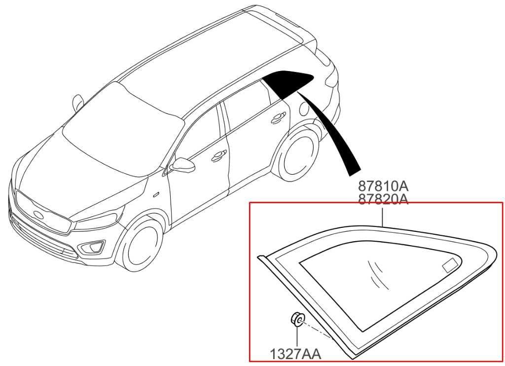 2015-2020 Kia Sorento EX Rear Left Driver Side Quarter Window Glass 87810-C6000 - Alshned Auto Parts