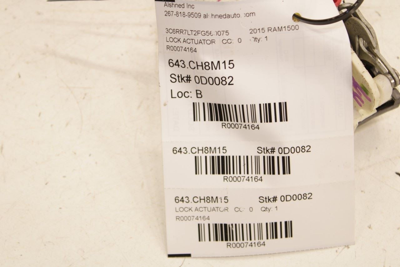 2013-2018 RAM 1500 Big Horn Rear Right Door Lock Latch Actuator 4589650AD OEM - Alshned Auto Parts