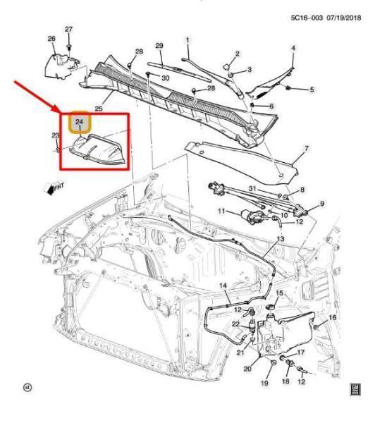 2019-2023 Chevrolet Silverado 1500 Air Inlet Water Deflector Cover 23389705 OEM - Alshned Auto Parts