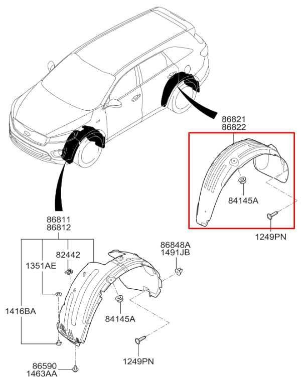 2015-2018 Kia Sorento EX Rear Left Driver Side Wheelhouse Liner Splash Shield - Alshned Auto Parts