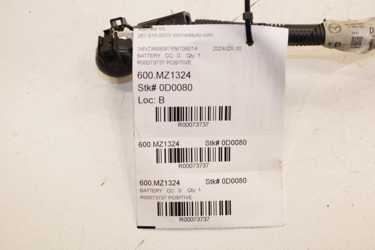 202125 Mazda CX30 2.5 S 2.5L Positive Battery Cable Wire Harness DHTD67070A - Alshned Auto Parts