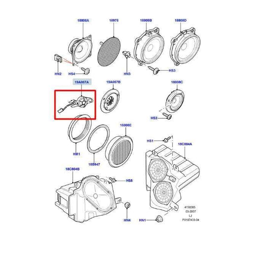 2005-09 Land Rover Range Rover FR RH and LH Door Tweeter Speakers Pair XQN500060 - Alshned Auto Parts