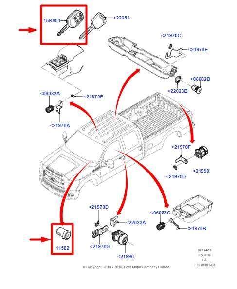 11-16 Ford F250 SD Ignition Switch Cylinder w/ Remote Key Fob 6E5T-15607-AC OEM - Alshned Auto Parts