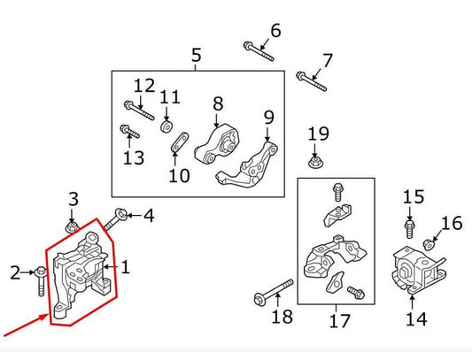 2016-23 Mazda CX9 Grand Touring 2.5L AWD Front Right Engine Transmission Mount - Alshned Auto Parts