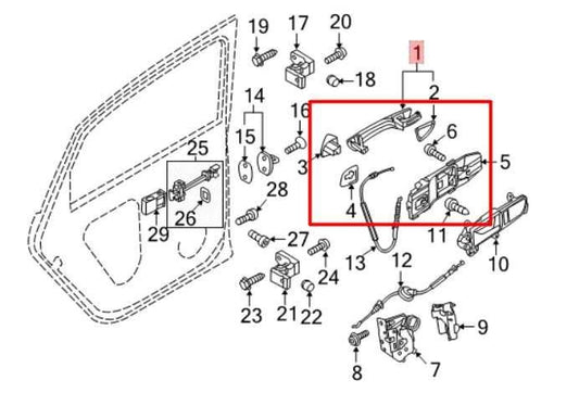 2012-19 Volkswagen Passat SE 1.8L FWD Rear Driver Left Side Door Exterior Handle - Alshned Auto Parts