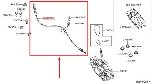 2019 Infiniti QX60 Auto Transmission Gear Shifter Linkage Cable 34935-3KA0A OEM - Alshned Auto Parts