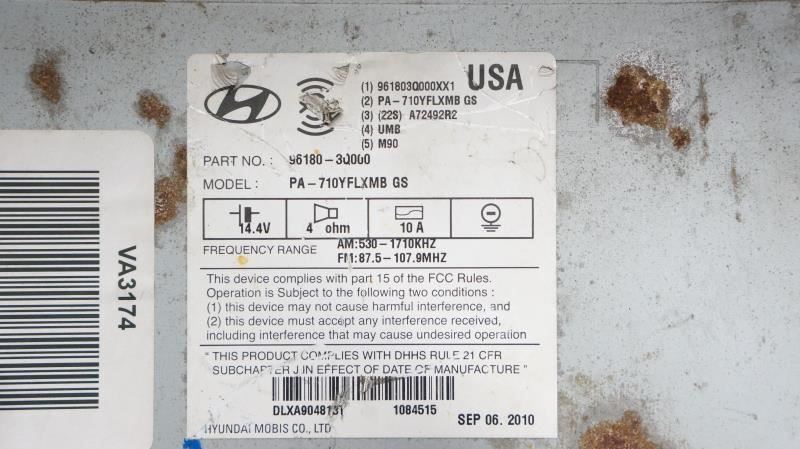 11-12 Hyundai Sonata AM/FM CD MP3 Radio OEM 96180-3Q000 Model PA-710YFLXMB - Alshned Auto Parts