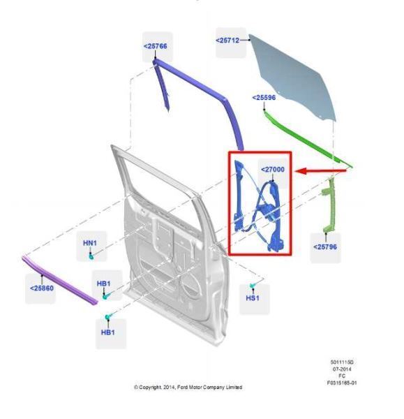 2015-2020 Ford F150 RR RH Side Door Window Regulator w/ Motor FL3Z-1627000-V OEM - Alshned Auto Parts