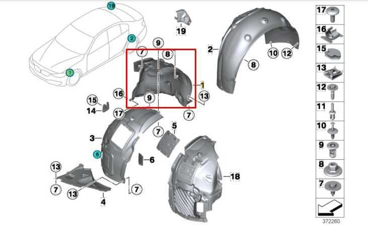 2015-16 BMW 435i Gran Coupe xDrive FR LH Fender Liner Splash Shield 517174073311