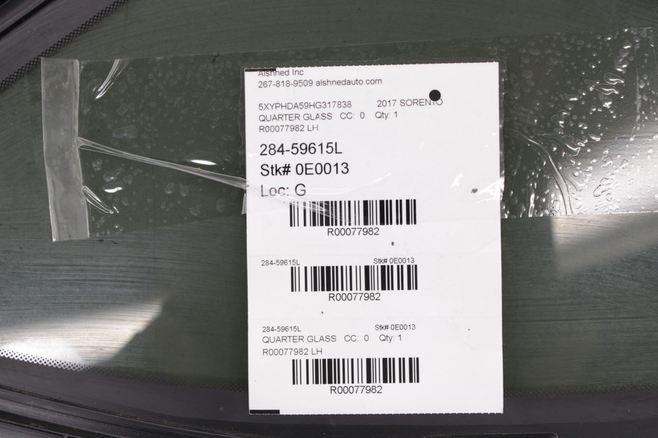 2015-2020 Kia Sorento EX Rear Left Driver Side Quarter Window Glass 87810-C6000 - Alshned Auto Parts