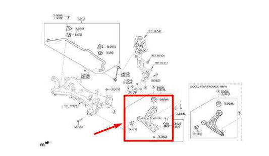 2015-19 Hyundai Sonata Front Right Suspension Lower Control Arm 54501-E6100 OEM - Alshned Auto Parts