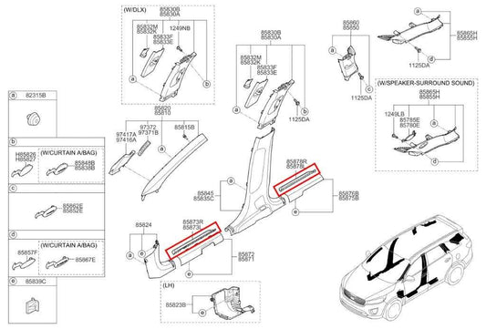2015-20 Kia Sorento EX Front and Rear Right and Left Door Sill Scuff Plate Set - Alshned Auto Parts