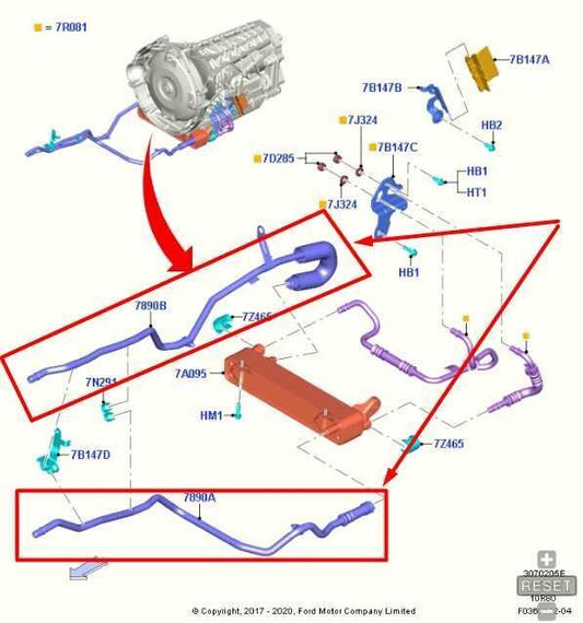 18-20 Ford F150 2.7L Inlet & Outlet Trans Oil Cooler Hose JL34-7G071-BH OEM - Alshned Auto Parts