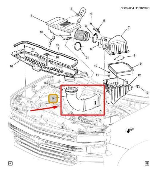 2019-2023 Chevy Silverado 1500 Engine Air Cleaner Intake Inlet Duct 84478598 OEM - Alshned Auto Parts